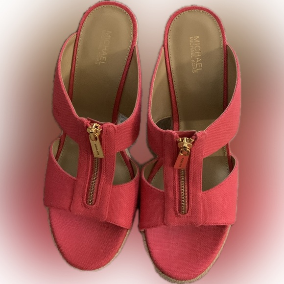 Shoes - Brand New Michael Michael Kors Bradley Linen Blend Canvas Wedge Sandals Size 8.5